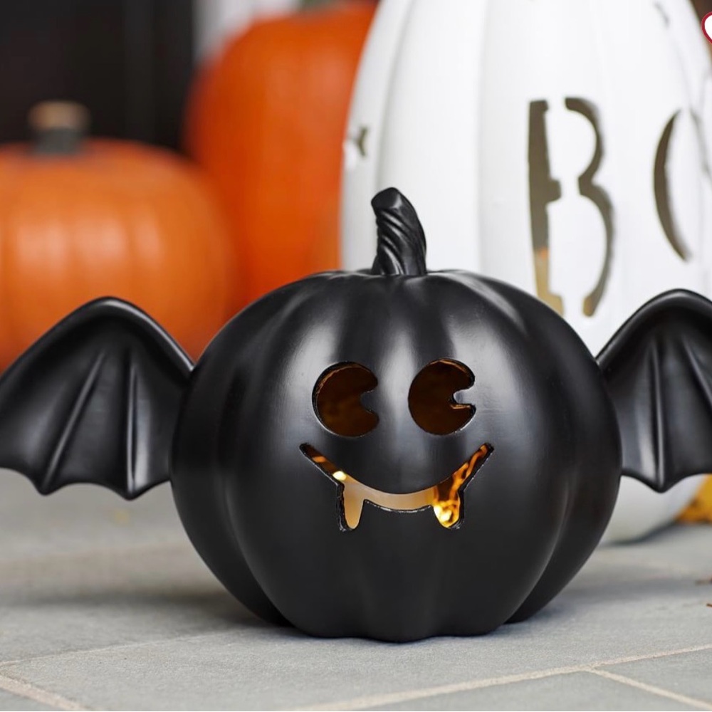 Pottery Barn Black Bat Pumpkin Decor